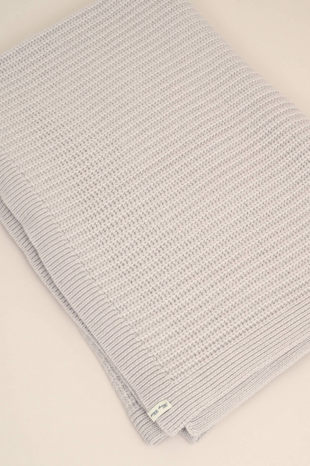 Henry Christ Gestrickte Cashmere Decke in Creme