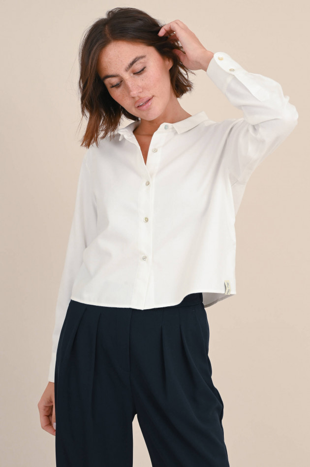 Henry Christ Flanell Bluse in Weiß