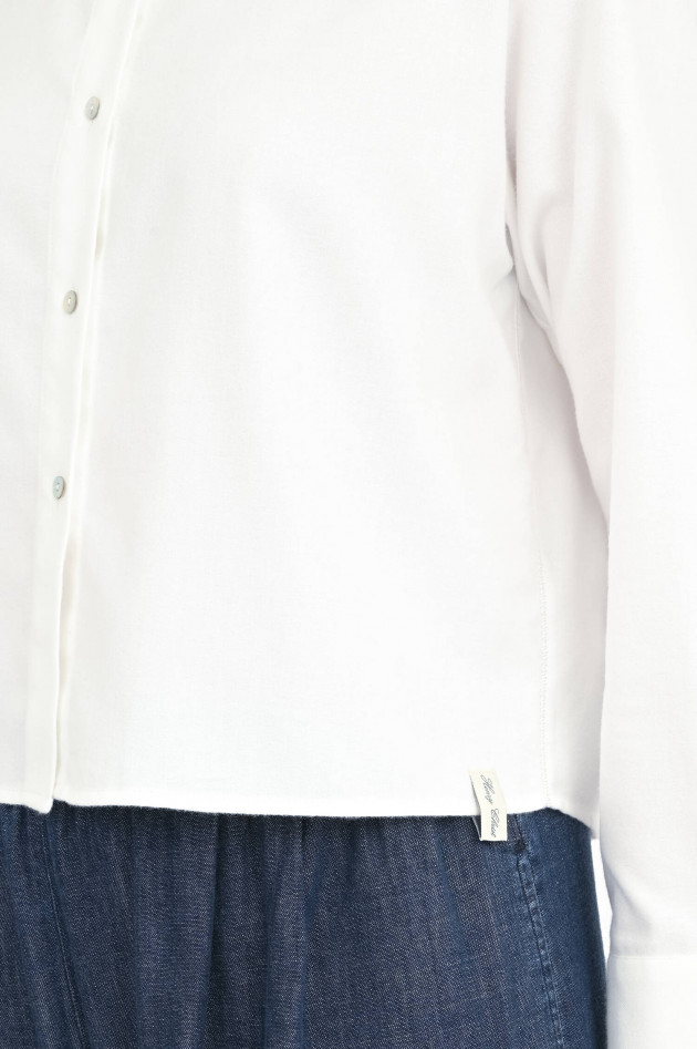 Henry Christ Cropped Flanell Bluse in Weiß