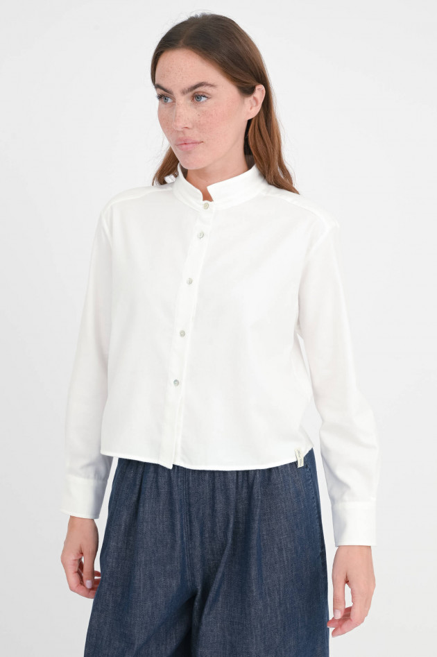 Henry Christ Cropped Flanell Bluse in Weiß