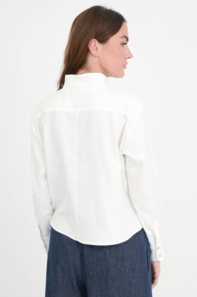 Henry Christ Cropped Flanell Bluse in Weiß