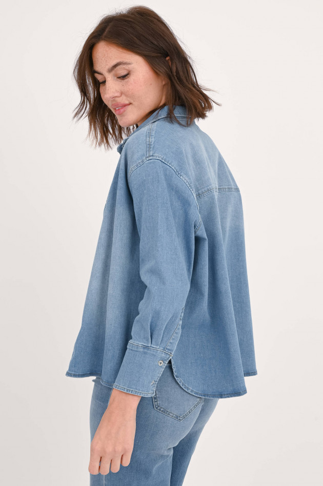 Henry Christ Mittelblaues Jeanshemd mit dekorativer Seitennaht
