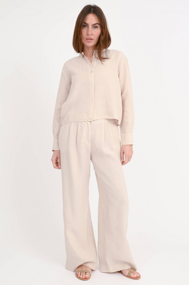Henry Christ Cropped Leinenbluse in Beige