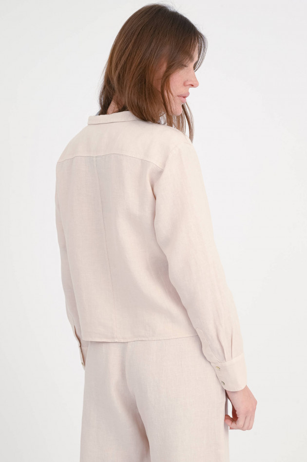 Henry Christ Cropped Leinenbluse in Beige