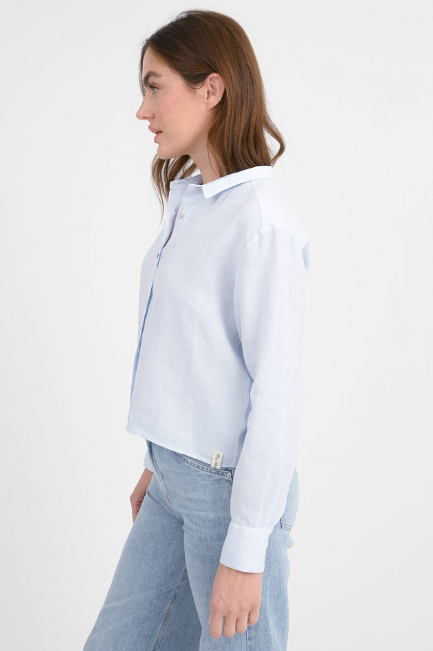 Henry Christ Kurze Leinenbluse in Hellblau