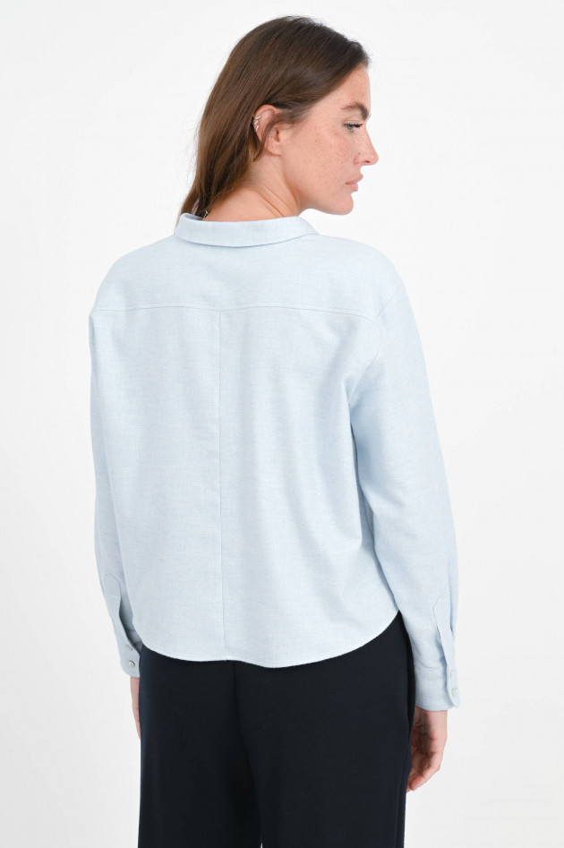 Henry Christ Cropped Bluse aus Baumwollflanell in Hellblau