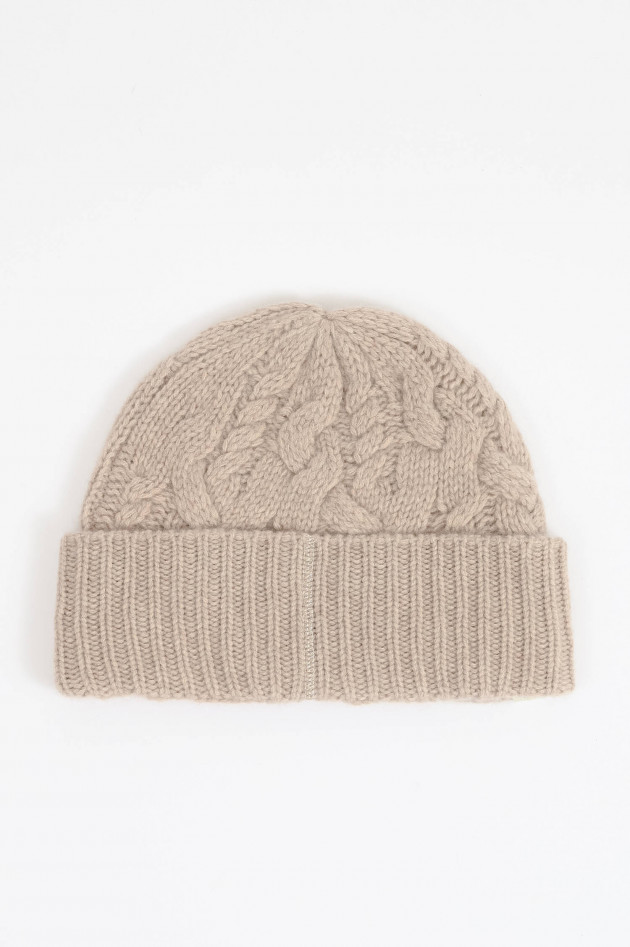 Henry Christ Cashmere Zopfstrickmütze in Beige