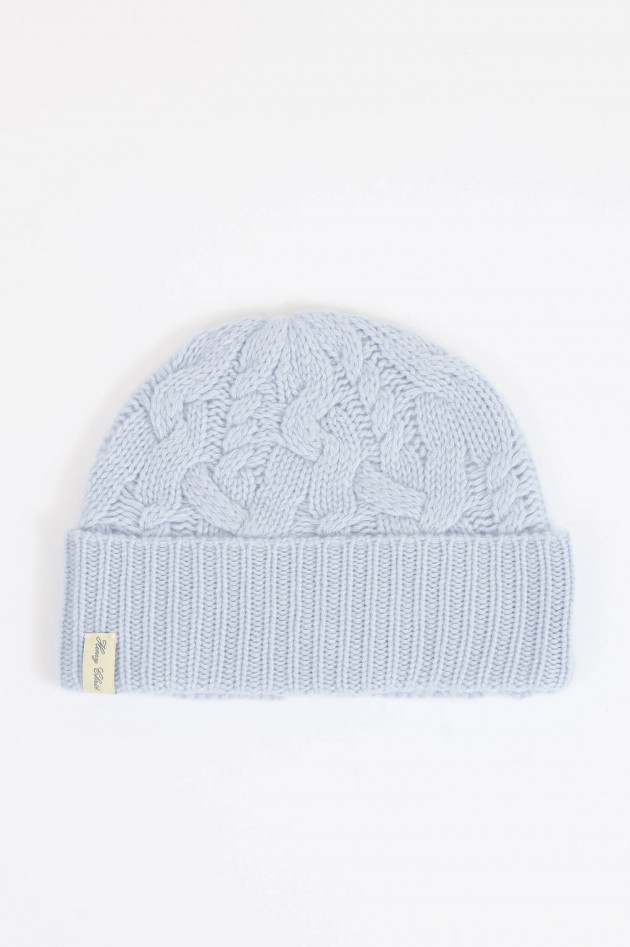 Henry Christ Cashmere Zopfstrickmütze in Hellblau