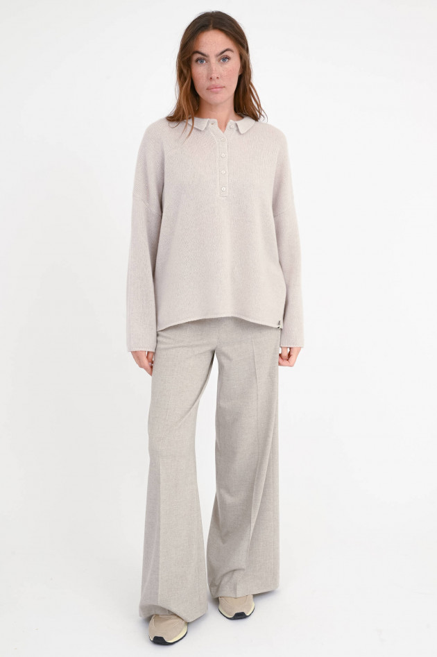 Henry Christ Loose Polo-Cashmere-Pullover in Marble