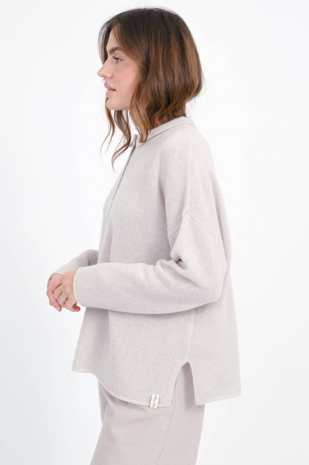 Henry Christ Loose Polo-Cashmere-Pullover in Sand