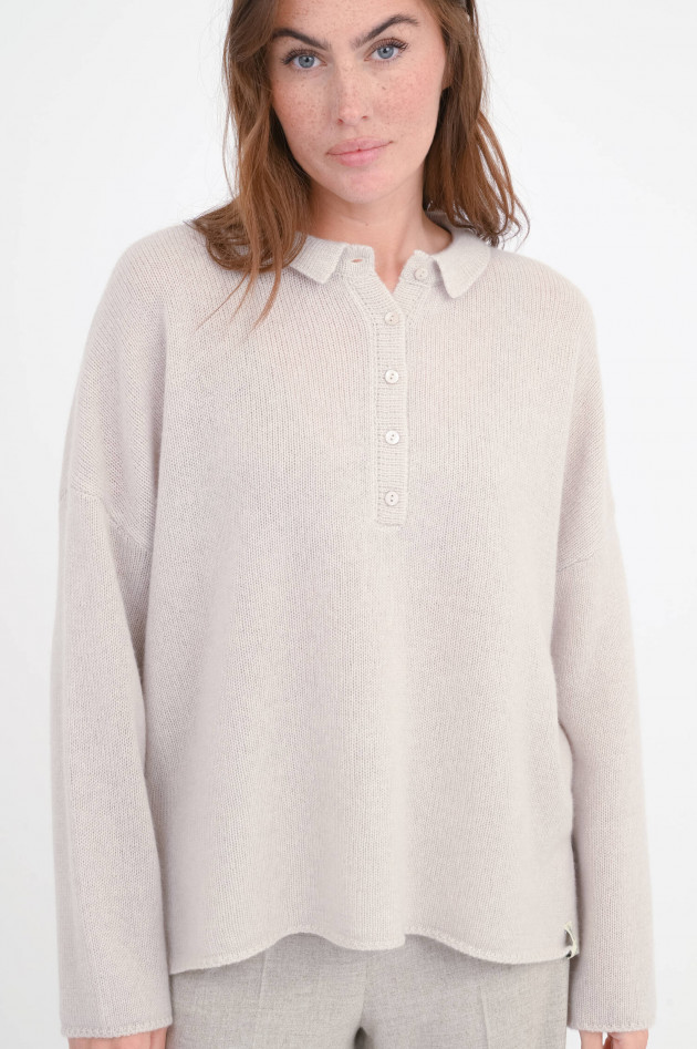 Henry Christ Loose Polo-Cashmere-Pullover in Marble