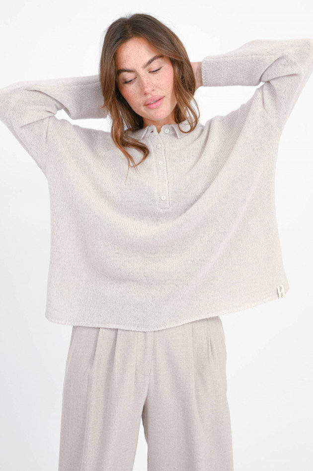 Henry Christ Loose Polo-Cashmere-Pullover in Sand