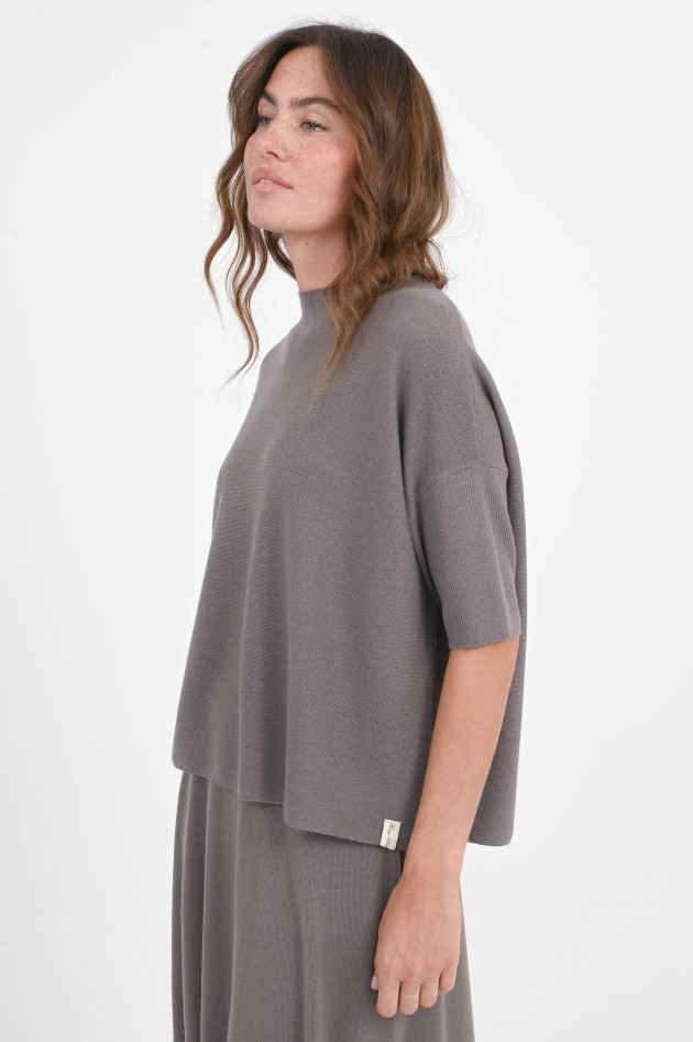 Henry Christ Woll-Pullover mit verlängertem Kurzarm in Nuts