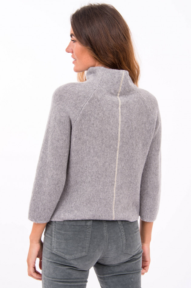 Henry Christ Kaschmir Pullover mit Glitzerstreifen in Grau