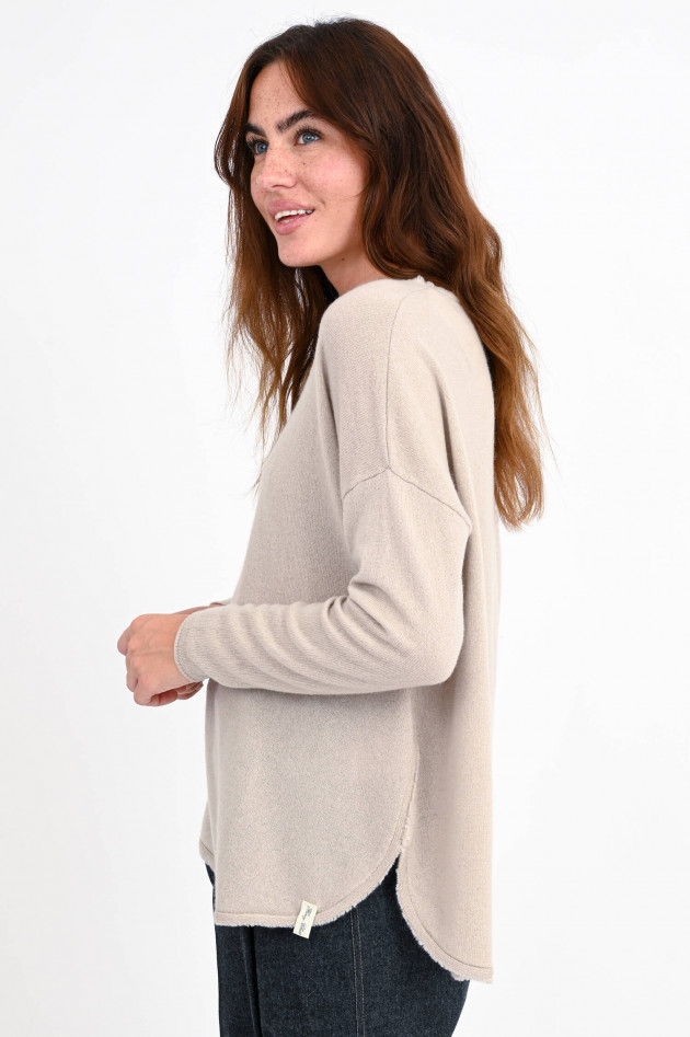 Henry Christ Pullover aus Cashmere mit Ziernaht in Beige