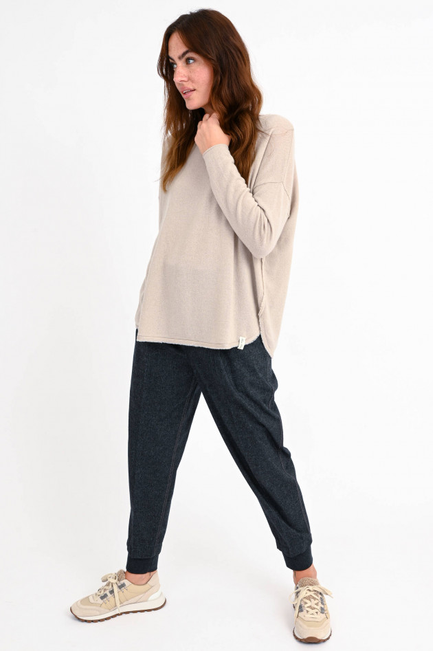 Henry Christ Pullover aus Cashmere mit Ziernaht in Beige