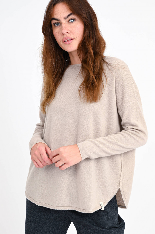 Henry Christ Pullover aus Cashmere mit Ziernaht in Beige