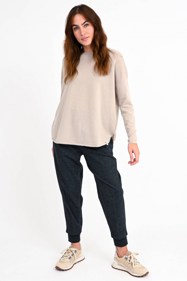Henry Christ Pullover aus Cashmere mit Ziernaht in Beige