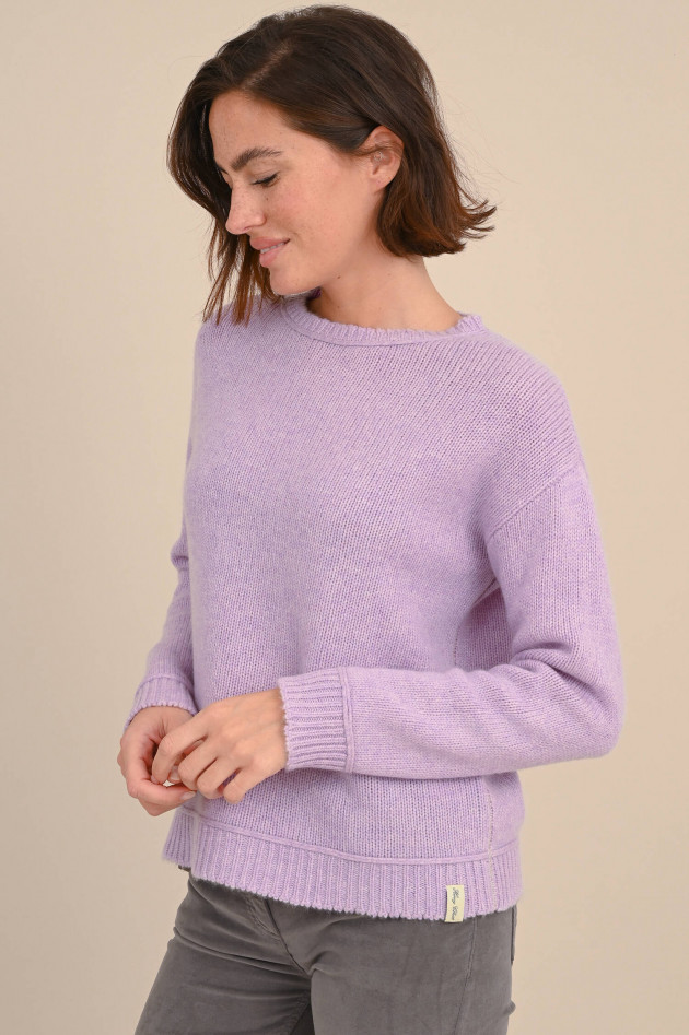 Henry Christ Cashmere Strickpullover mit Lurexfäden in Flieder