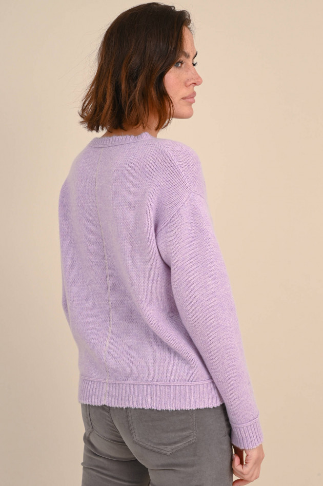 Henry Christ Cashmere Strickpullover mit Lurexfäden in Flieder