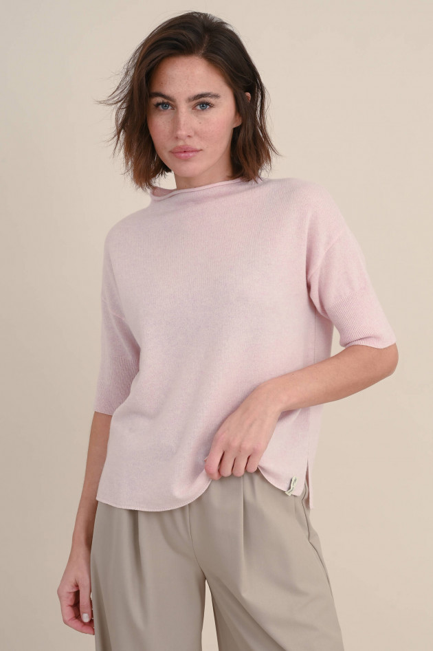 Henry Christ Kurzarm Cashmere Pullover in Rosa