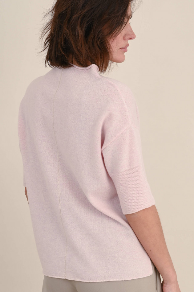 Henry Christ Kurzarm Cashmere Pullover in Rosa