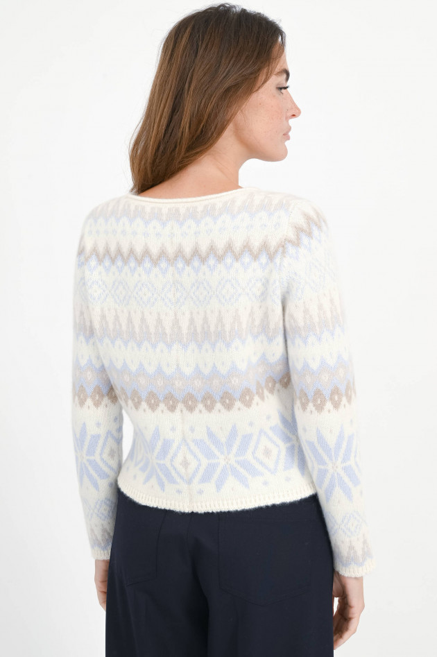 Henry Christ Cashmere Pullover mit winterlichem Design in Creme