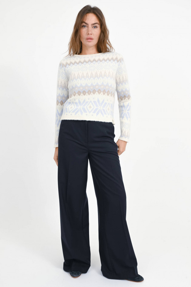 Henry Christ Cashmere Pullover mit winterlichem Design in Creme
