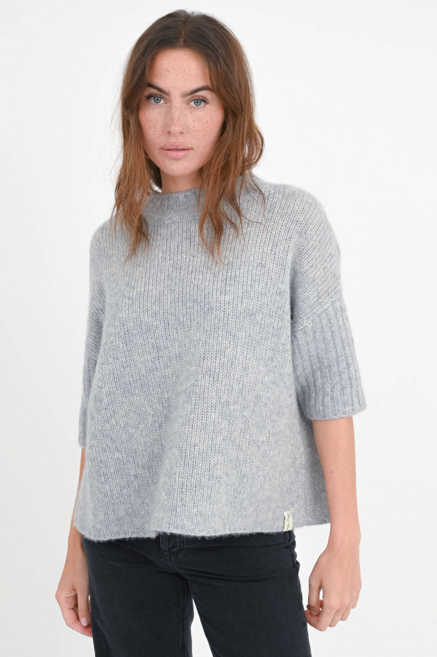 Henry Christ Pailletten-Pullover aus Cash-Seiden-Mix in Grau