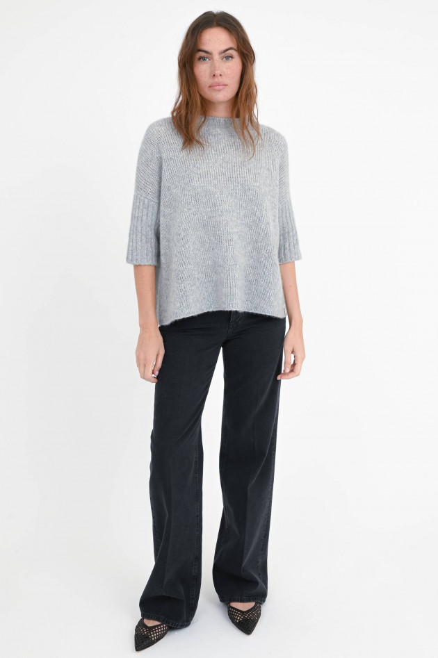 Henry Christ Pailletten-Pullover aus Cash-Seiden-Mix in Grau