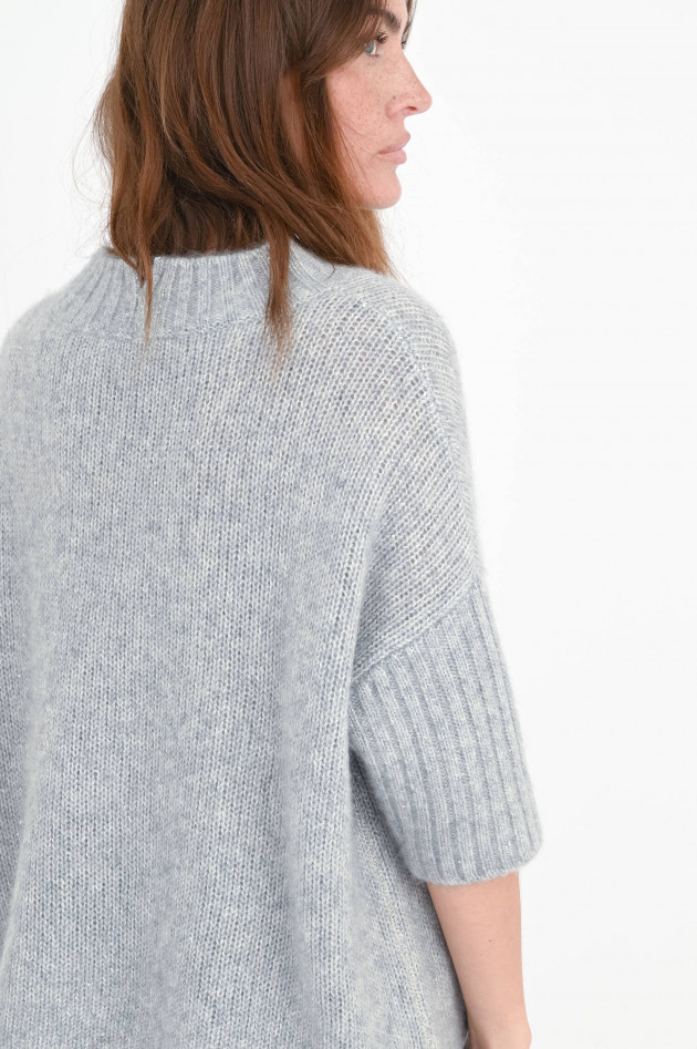Henry Christ Pailletten-Pullover aus Cash-Seiden-Mix in Grau