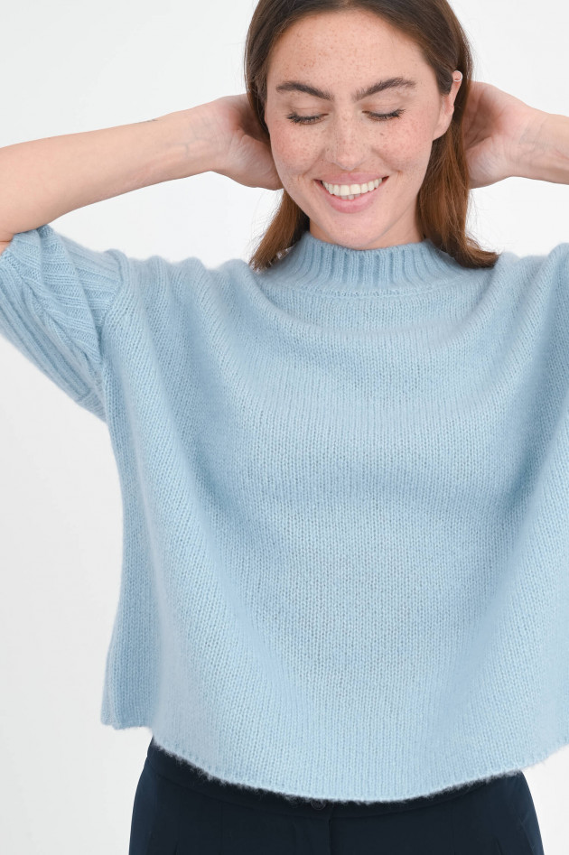 Henry Christ Pullover aus Cashmere-Seiden-Mix in Graublau