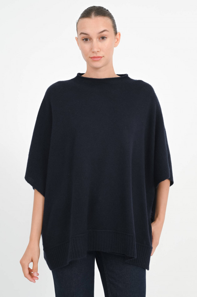 Henry Christ Cashmere Poncho in Navy