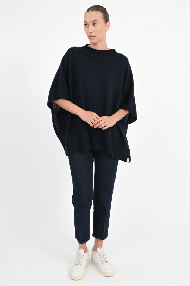 Henry Christ Cashmere Poncho in Navy
