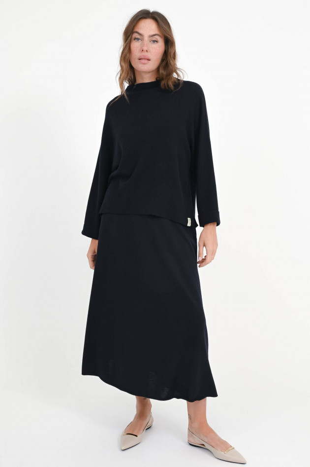Henry Christ Woll-Pullover mit dezentem Stehkragen in Navy