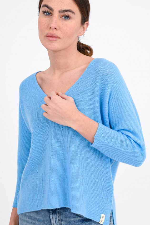 Henry Christ Vokuhila-Pullover aus Cashmere in Azur