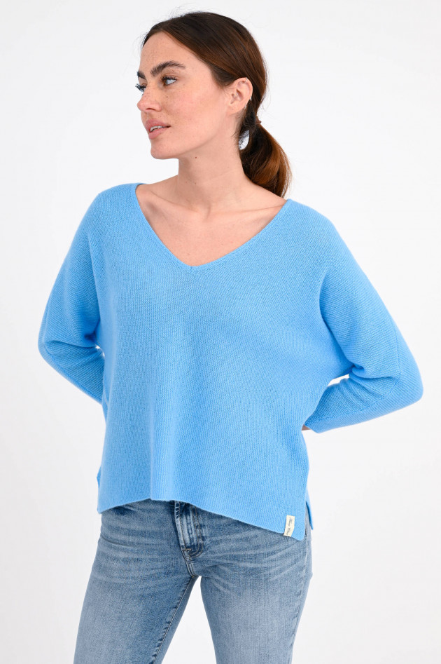 Henry Christ Vokuhila-Pullover aus Cashmere in Azur