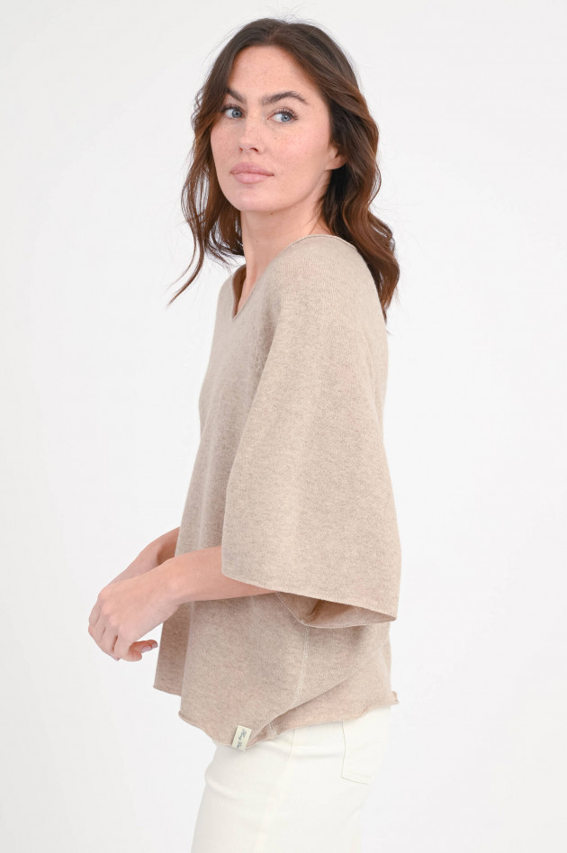 Henry Christ Cashmere-Pullover mit dezentem V-Neck in Beige