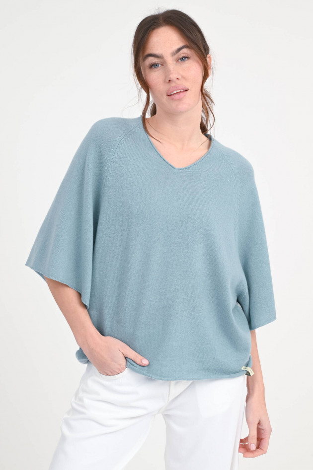 Henry Christ Cashmere-Pullover mit dezentem V-Neck in Leaf