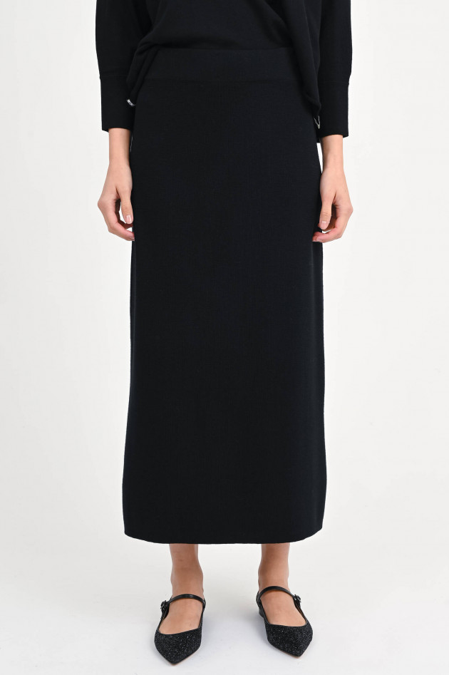 Henry Christ Midi-Rock aus Merino-Wolle in Schwarz