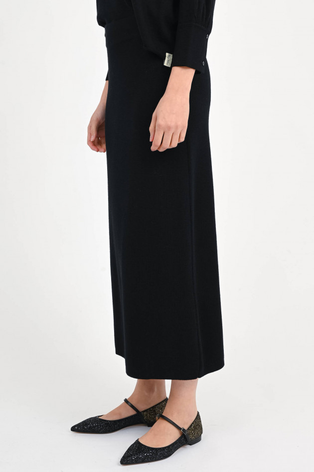 Henry Christ Midi-Rock aus Merino-Wolle in Schwarz