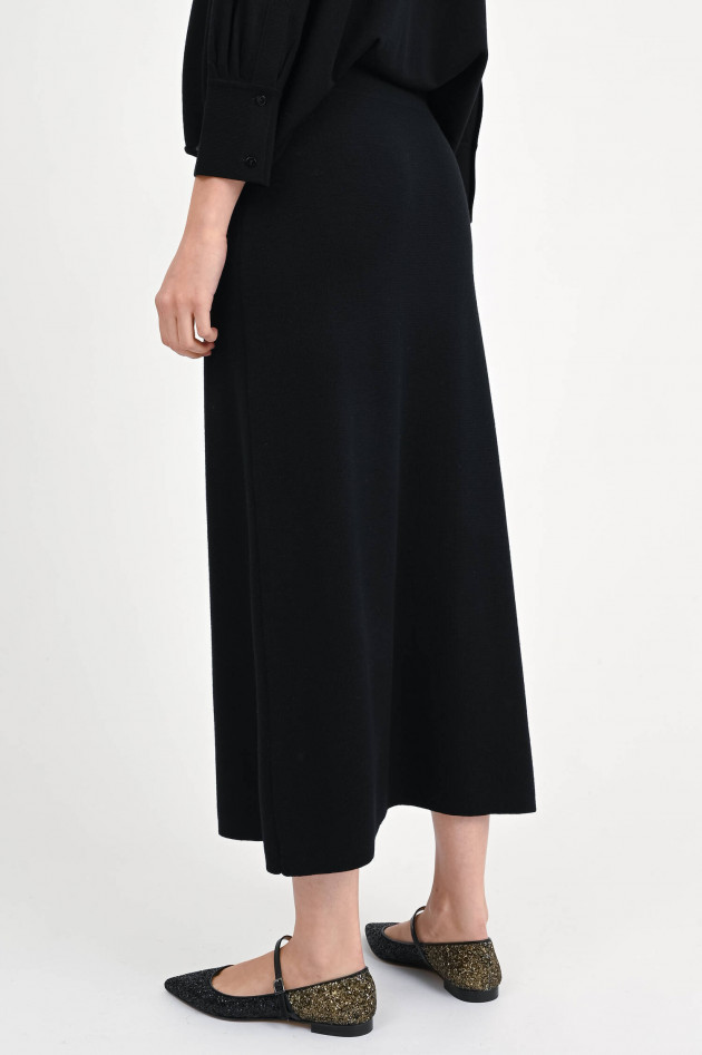 Henry Christ Midi-Rock aus Merino-Wolle in Schwarz