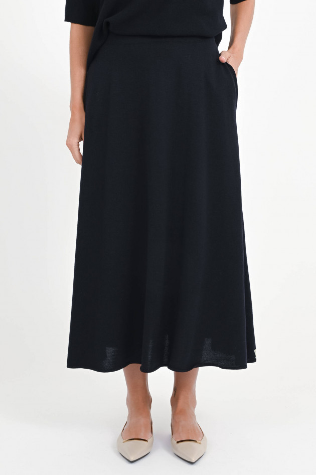 Henry Christ Midi-Rock aus Merinowolle in Navy