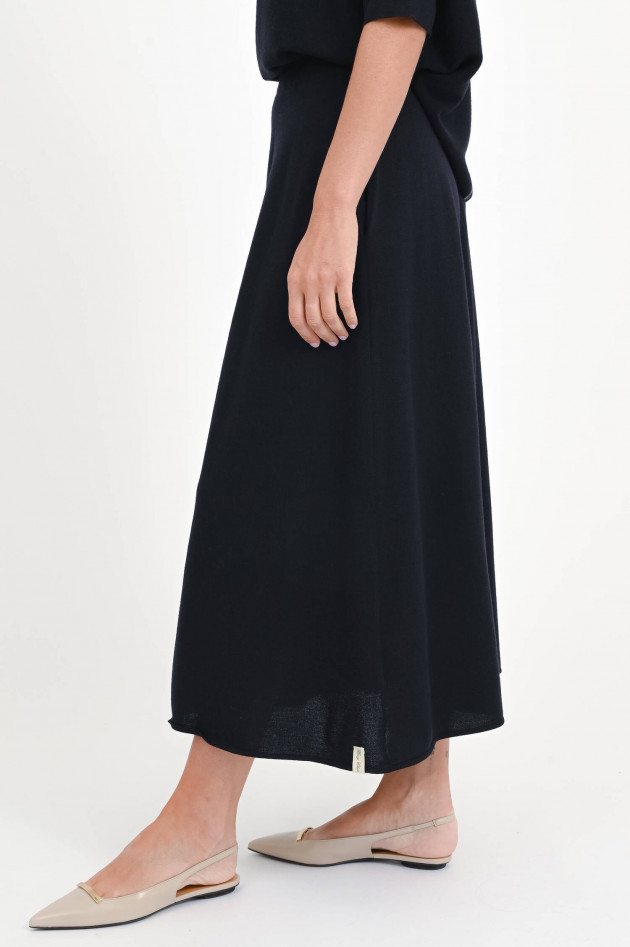 Henry Christ Midi-Rock aus Merinowolle in Navy
