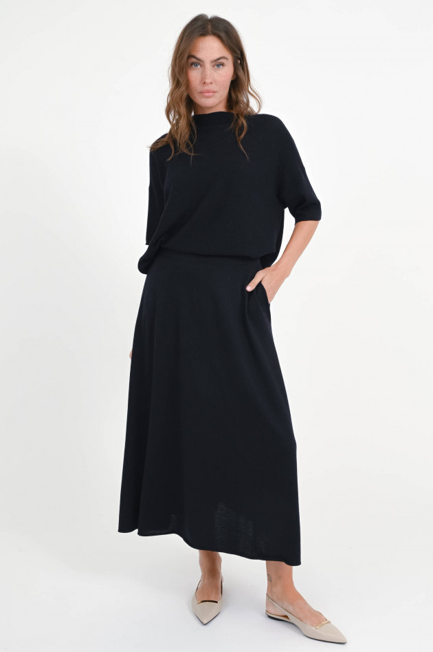 Henry Christ Midi-Rock aus Merinowolle in Navy