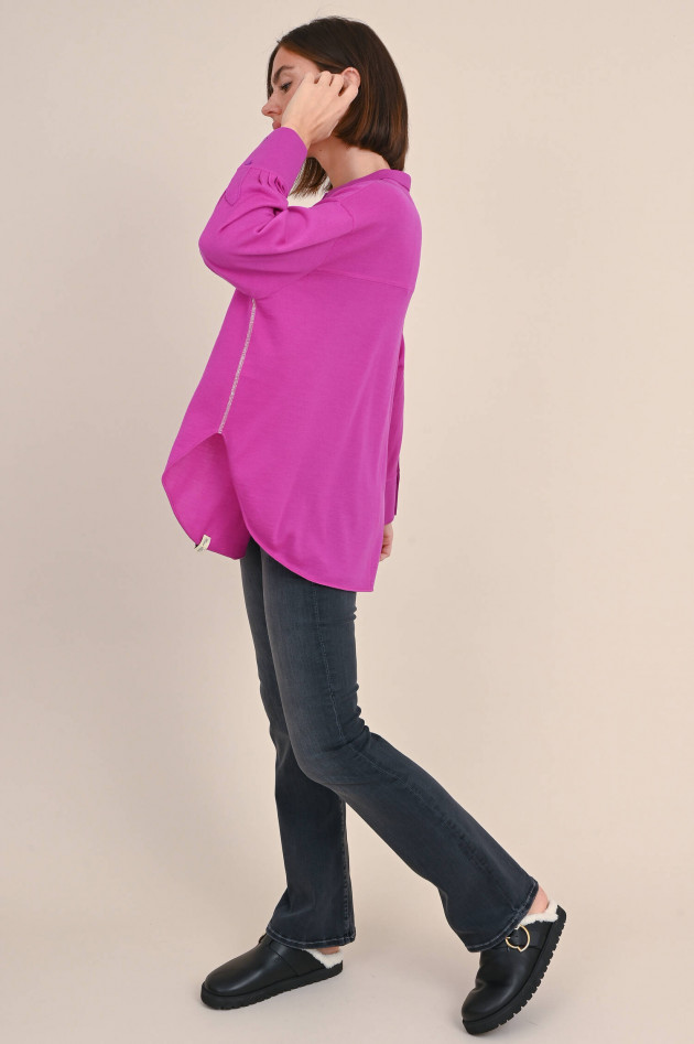 Henry Christ Strickhemd aus Merinowolle in Pink