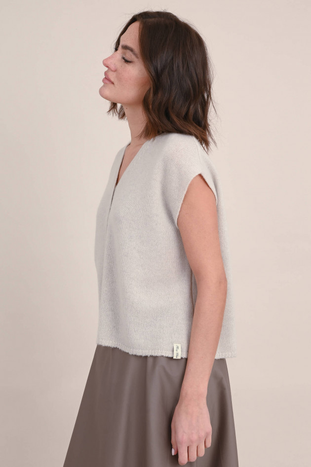 Henry Christ Cashmere Strickjacke ohne Arm in Greige
