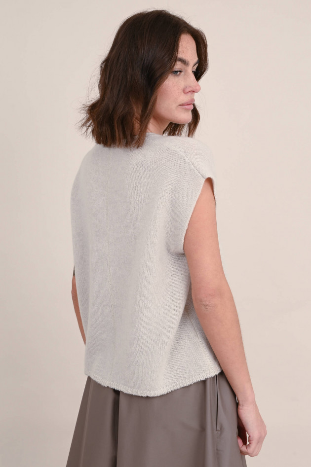 Henry Christ Cashmere Strickjacke ohne Arm in Greige