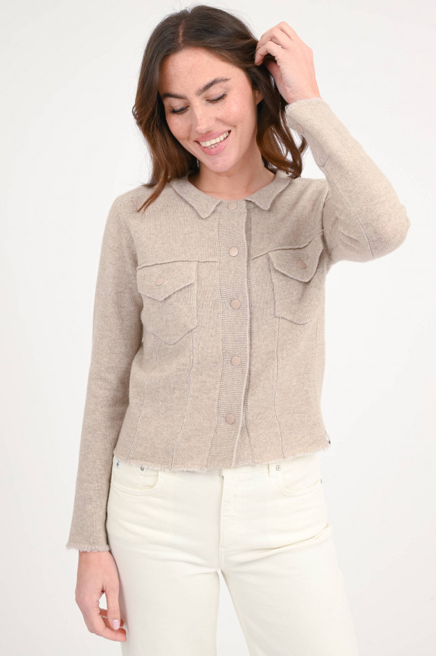 Henry Christ Strickjacke aus Cashmere-Mix in Beige