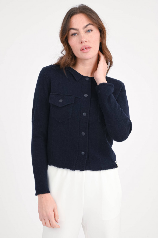 Henry Christ Strickjacke aus Cashmere-Mix in Navy